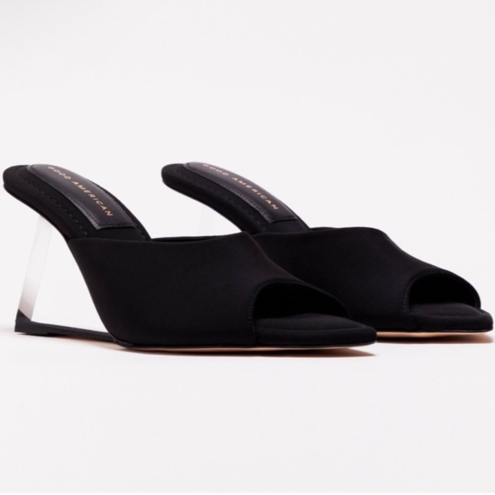 Like new Good American wedges backless shoes Sz 6.5